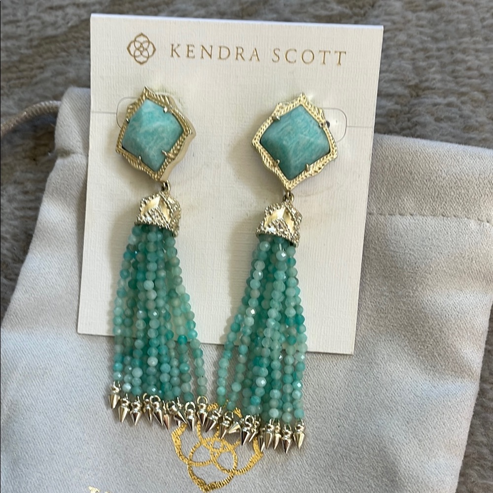 Kendra Scott Turquoise and Gold Tassel Earrings